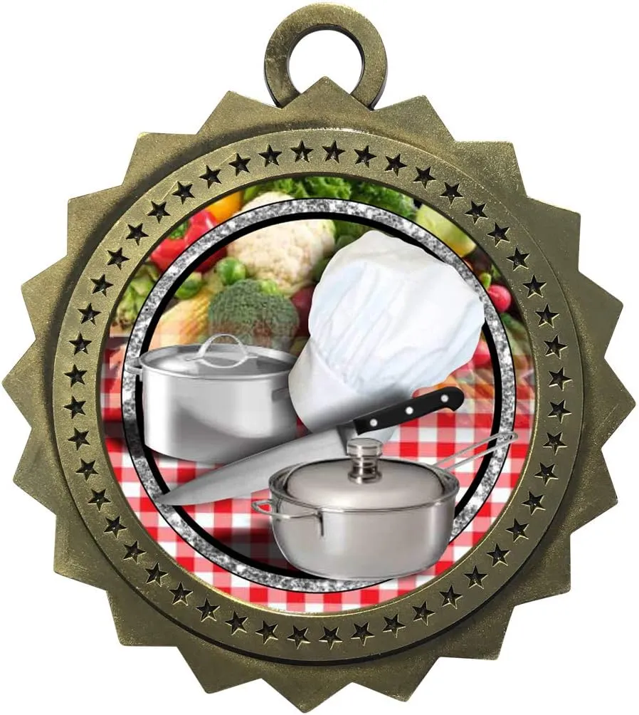 1 to 50 Packs Chef Cooking Gold Medals Trophy Award with Free Custom Engraving D03-FCL453