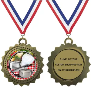 1 to 50 Packs Chef Cooking Gold Medals Trophy Award with Free Custom Engraving D03-FCL453