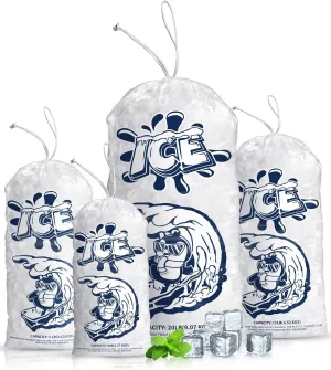 100 Pack 5lb Plastic Ice Bags with Drawstring,17 x 9 inch with Heavy-Duty and Portable Storage Ice Bags (2 Mils Thickness)