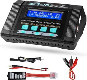 100W 10A AC/DC 1-6S Lipo Battery Charger Discharger Smart Balance Lipo Charger for LiPo LiHV Life NiMH NiCd Pb for Hobby RC Car Boat Drone FPV Racing Airplane Helicopter Airsoft