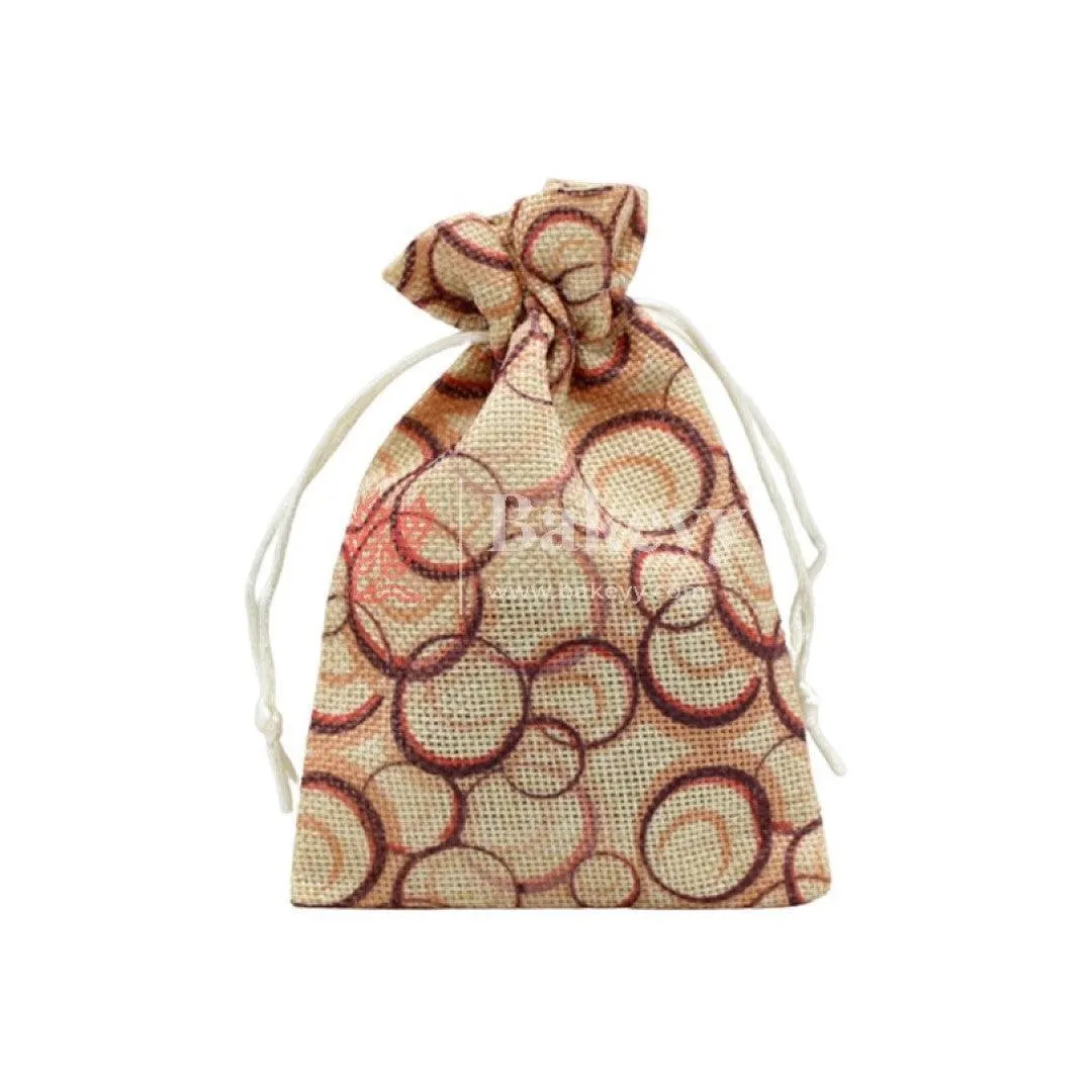 10x14 CM | Orginal Printed | Printed Potli Jute Bag | Gift Return Gifts Bags |  Drawstring Bags | Pack Of 10