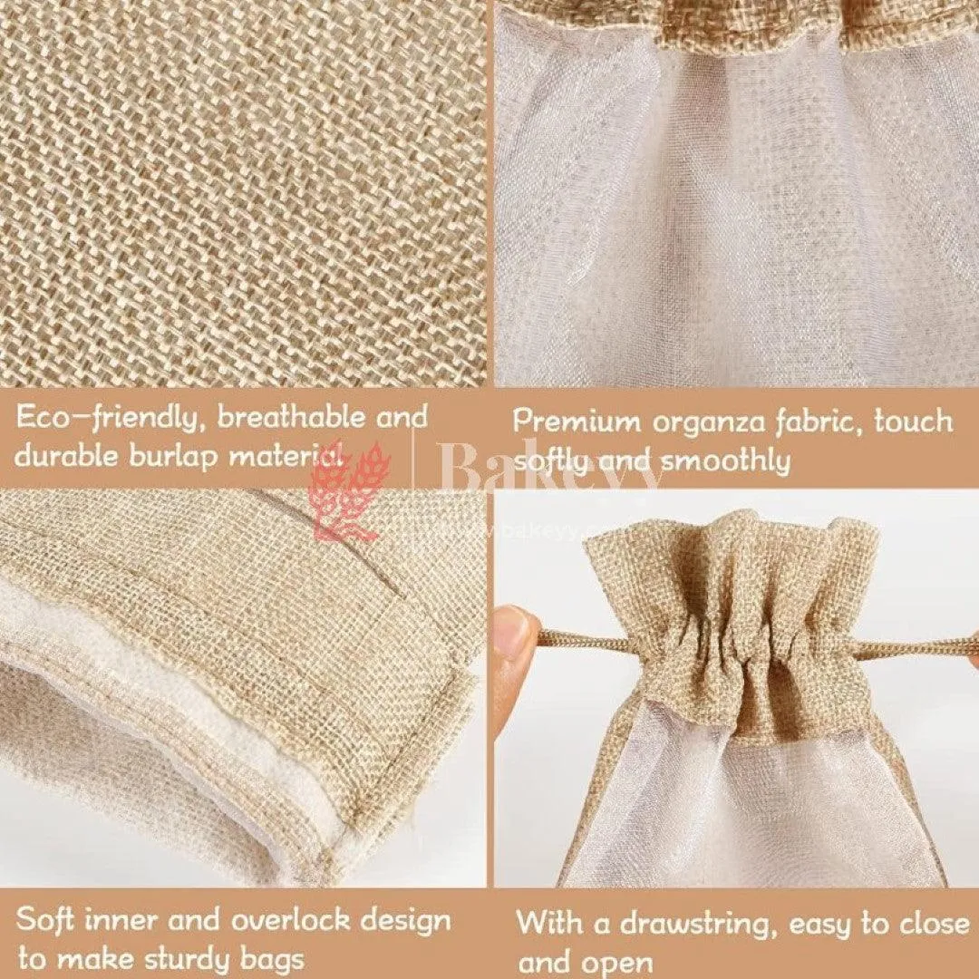 13x18 CM  Natural | Jute Potli Window Bag | Gift Return Gifts Bags | Drawstring Bags