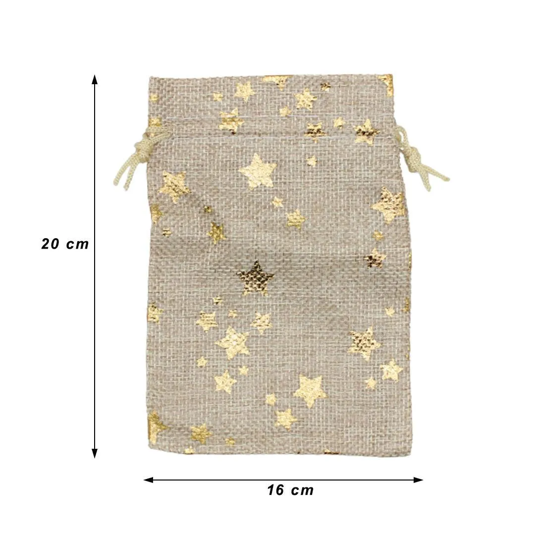 16x20 CM | Original Printed | Printed Potli Jute Bag | Gift Return Gifts Bags |  Drawstring Bags | Pack Of 10
