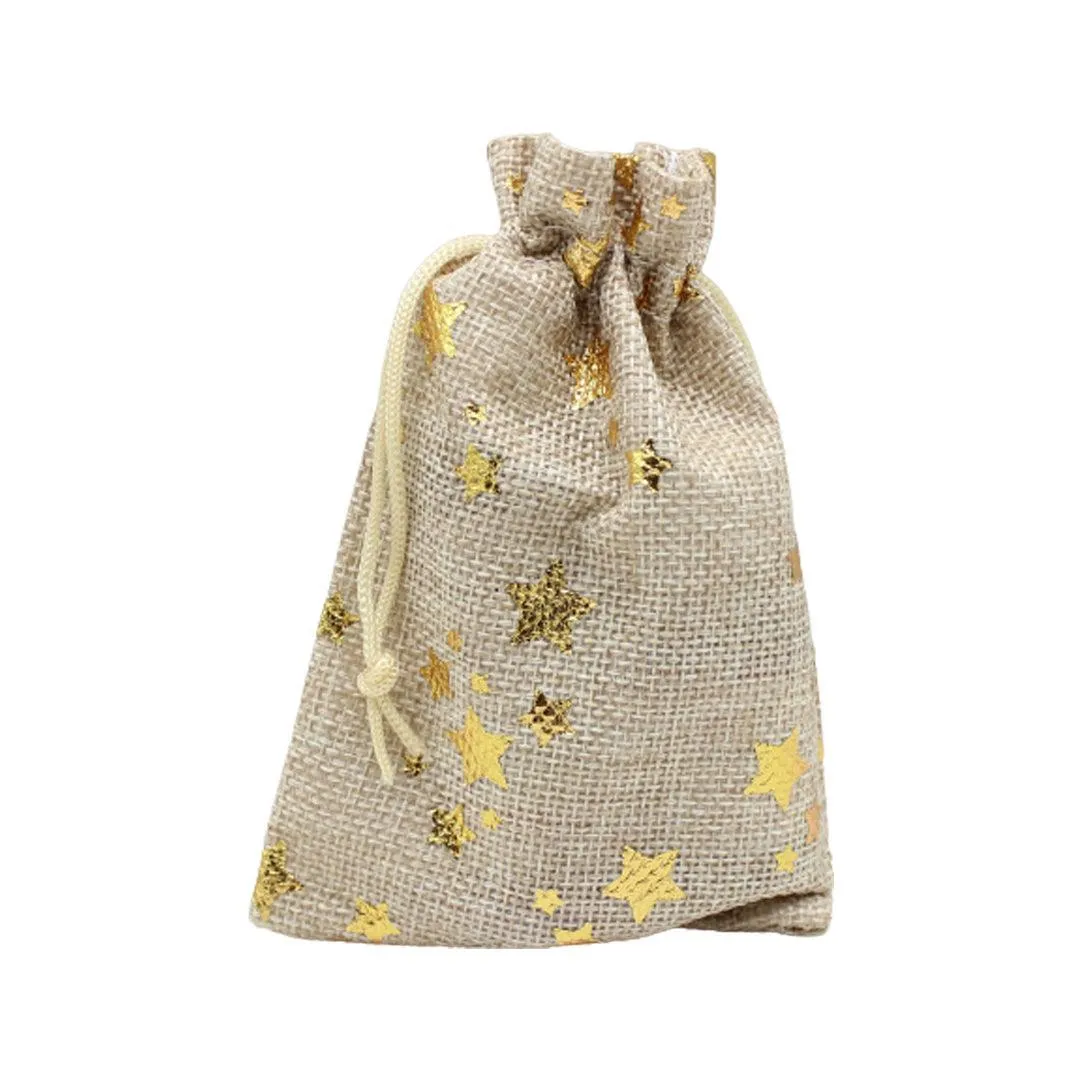 16x20 CM | Original Printed | Printed Potli Jute Bag | Gift Return Gifts Bags |  Drawstring Bags | Pack Of 10