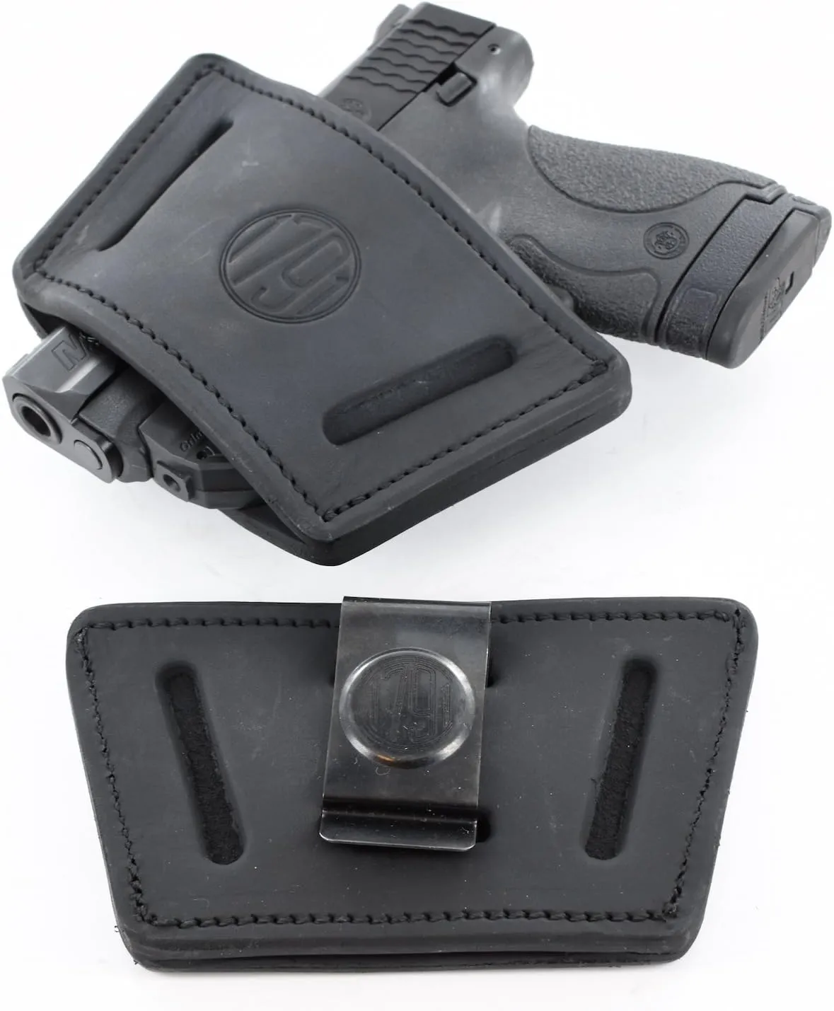 1791 Universal Leather Gun Holster, OWB/IWB CCW Holster, Right and Left Handed - Fits Glock, HK, SIG Walther
