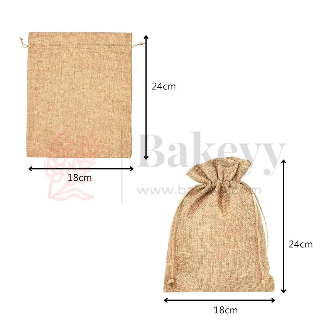 18x24 CM | Jute Potli Bag | Gift Return Gifts Bags| Natural Jute Colour | Drawstring Bags