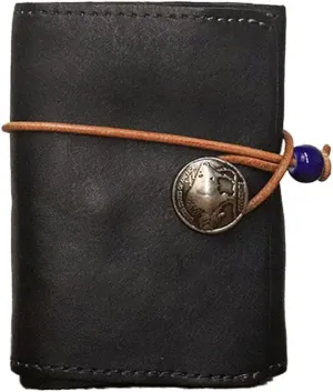 1PCS Leather Change Purse Drawstring Coin Purse Leather Coin Purse for Women Triple Compartment Leather Coin Purse (Black)