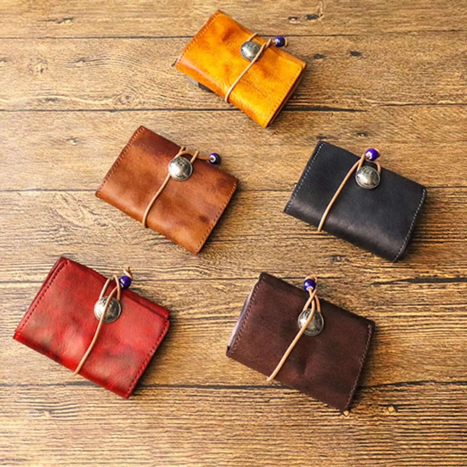 1PCS Leather Change Purse Drawstring Coin Purse Leather Coin Purse for Women Triple Compartment Leather Coin Purse (Black)
