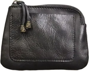 1PCS Mini Coin Purse for Women Zipper Leather Coin Purse Leather Change Purse Coin Purse for Coins and Various Cards Leather Coin Pouch (Black)