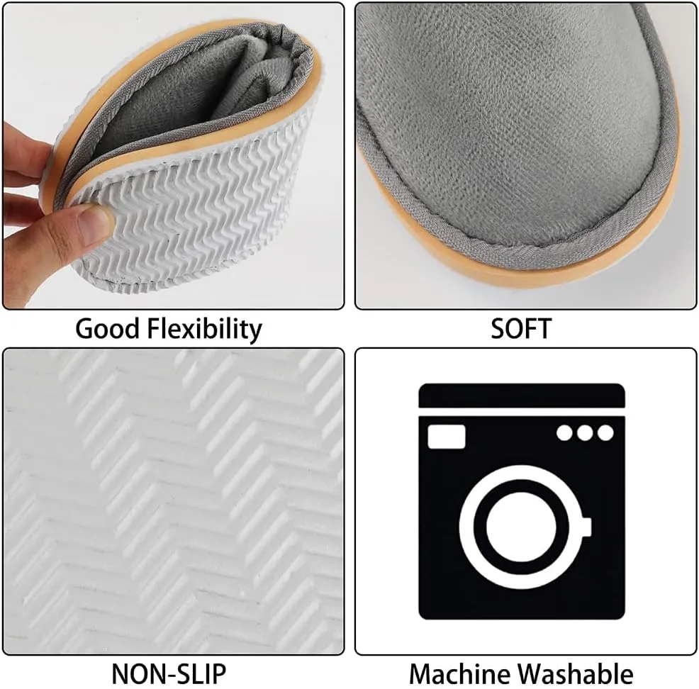 2-6 Pairs Spa Slippers, Indoor Slippers, Disposable Slippers for Guests, Washable & Non Slip Reusable House Slippers for Women Men Bedroom, Hotel, Travel,Wedding (Thick Soft)