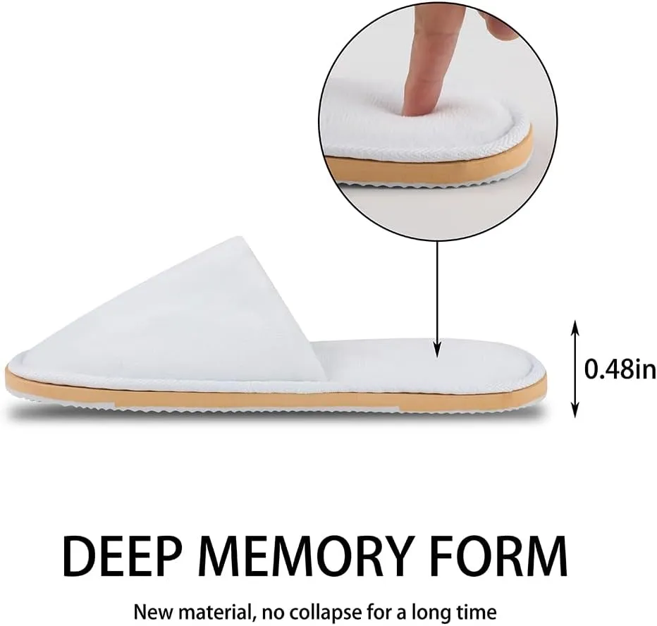 2-6 Pairs Spa Slippers, Indoor Slippers, Disposable Slippers for Guests, Washable & Non Slip Reusable House Slippers for Women Men Bedroom, Hotel, Travel,Wedding (Thick Soft)