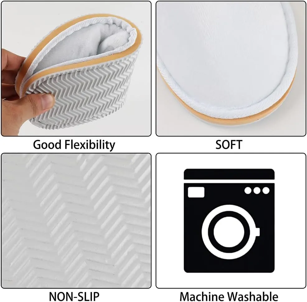 2-6 Pairs Spa Slippers, Indoor Slippers, Disposable Slippers for Guests, Washable & Non Slip Reusable House Slippers for Women Men Bedroom, Hotel, Travel,Wedding (Thick Soft)