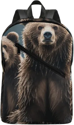 2 Compartment Backpack,Encounter Animal Bear Print Gym Backpack,backpack for Men Work Bag,backpack for Women Fashion