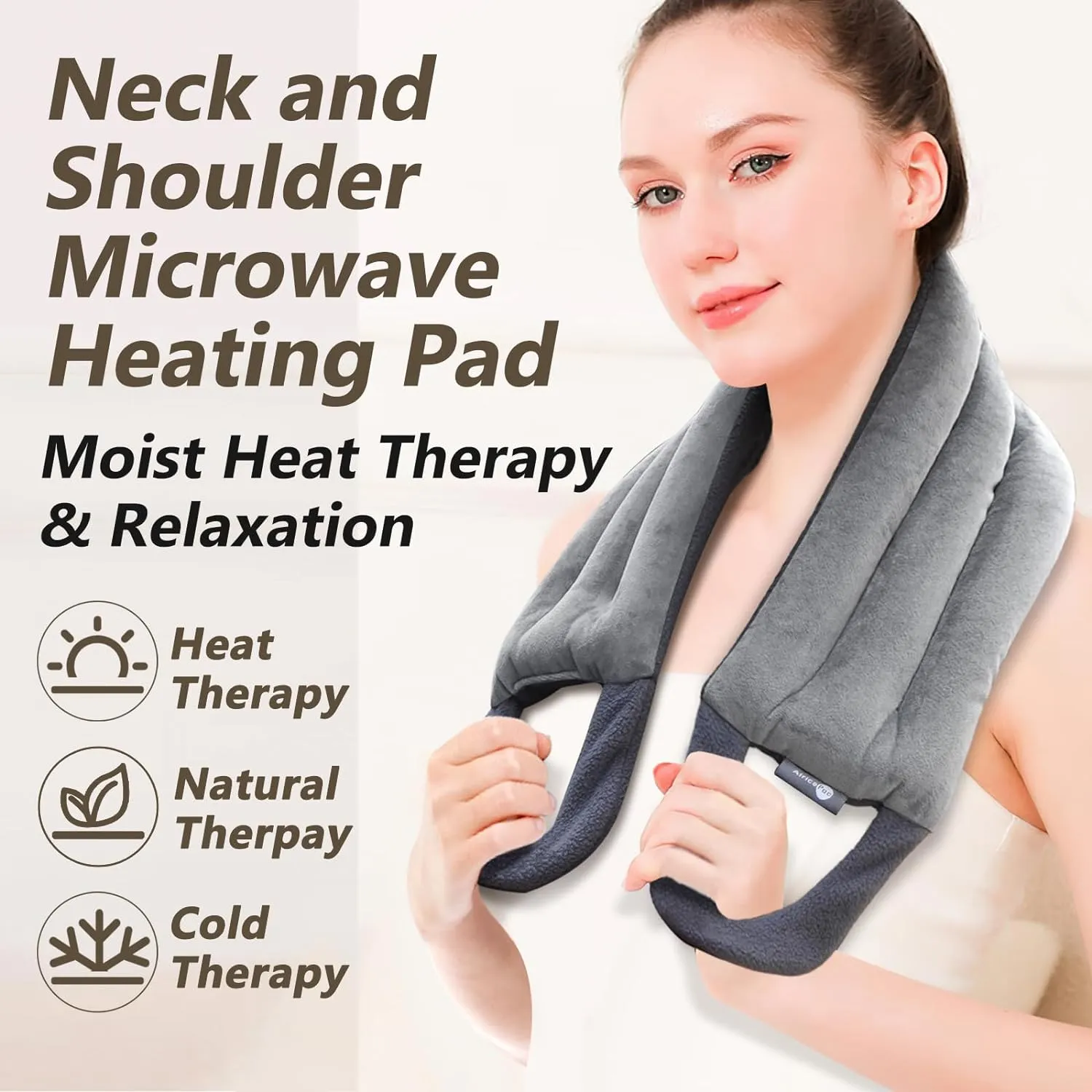2 Microwave Heating pad for Neck and Shoulders Back 33 * 5" microwavable Moist Heat Pack Warm hot Compress Neck wrap Weighted Rice Bean Bag Reusable Herbal Nature Calming Portable Grey