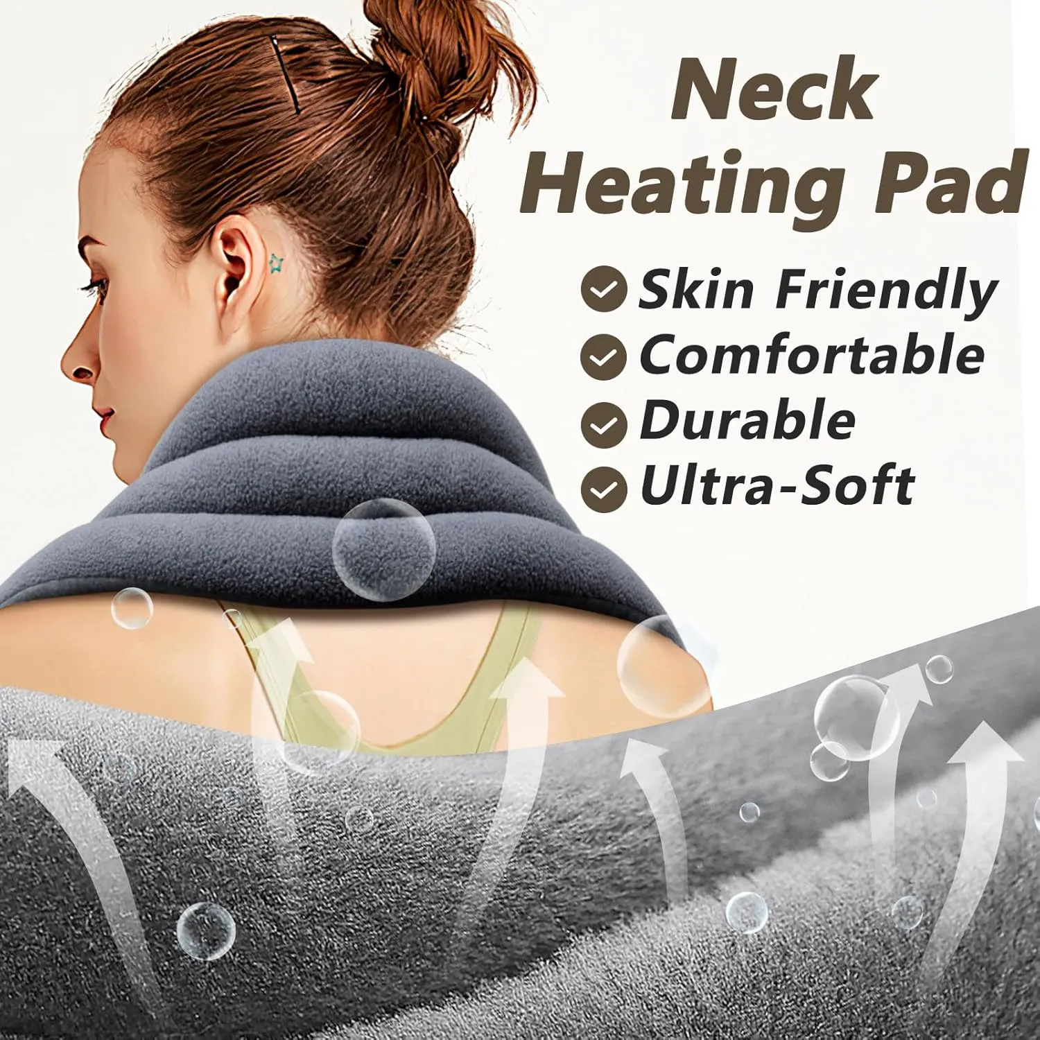 2 Microwave Heating pad for Neck and Shoulders Back 33 * 5" microwavable Moist Heat Pack Warm hot Compress Neck wrap Weighted Rice Bean Bag Reusable Herbal Nature Calming Portable Grey