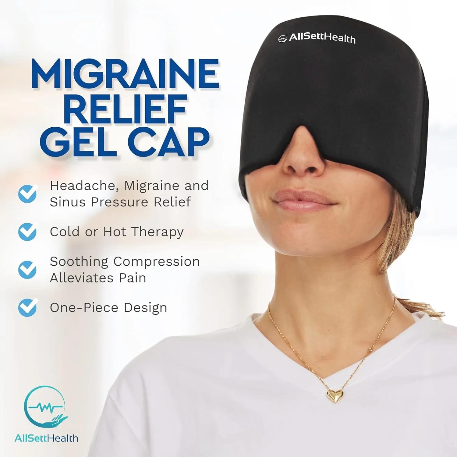 2 Pack - Migraine Relief Cap Ice Head Wrap and Hat | Hot/Cold Gel Pack With Face and Eye Mask Compress for Headache Relief - FSA HSA Eligible Items