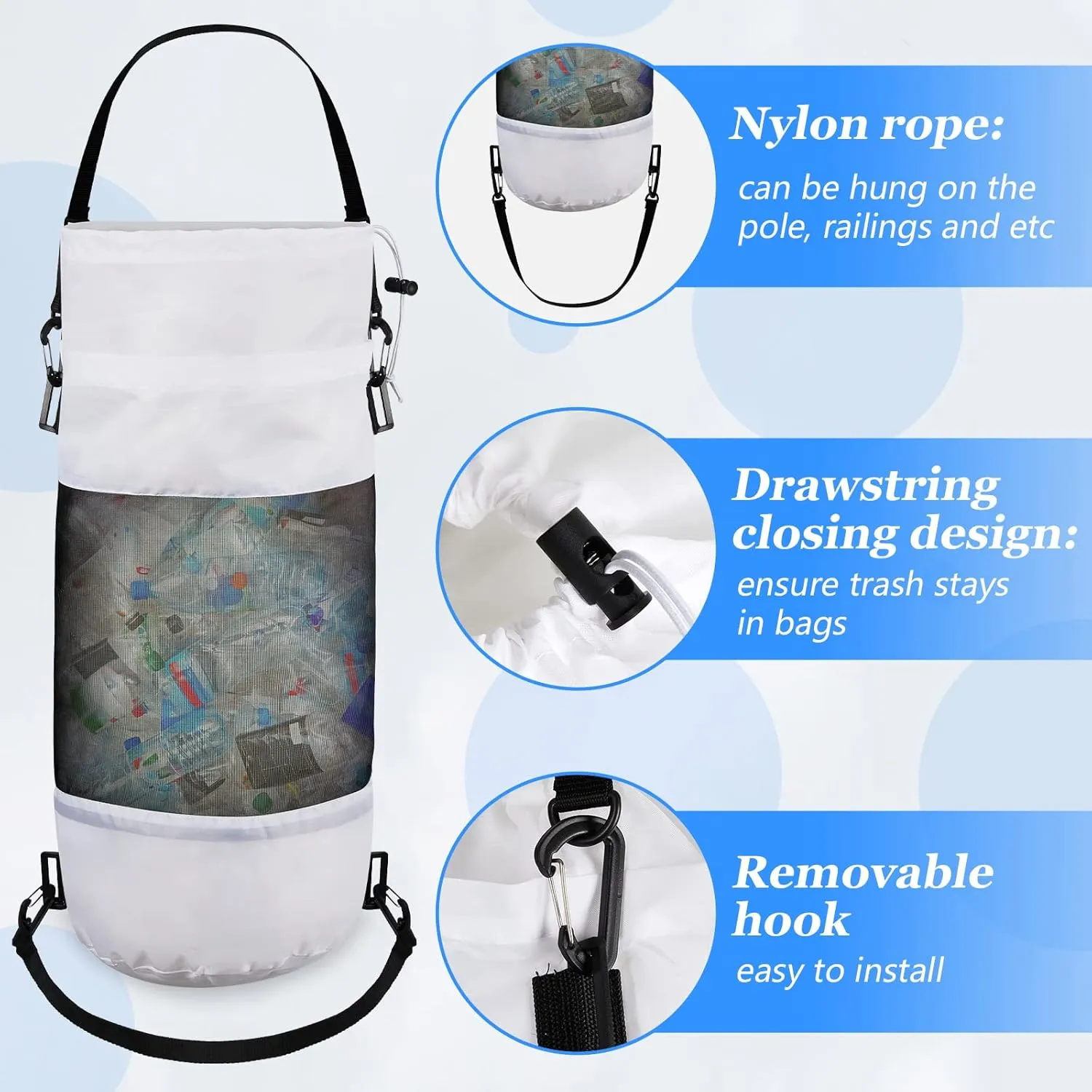 2 Packs Portable Boat Accessories Mesh Trash Bags Trash Can Garbage Container for Boat Kayak Camper Fishing Cabin Storage Men Women Adults