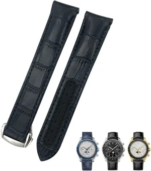 20mm Curved Leather Cowhide Watch Band Fit for Omega Speedmaster Seamaster 300 AT150 Sxwatch Watch Strap