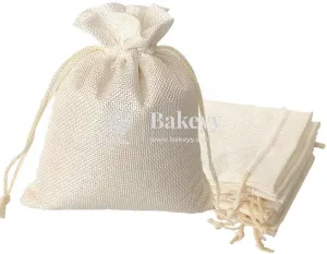 22x31 CM | Jute Potli Bag | Cream Colour | Gift Return Gifts Bags | Drawstring Bags