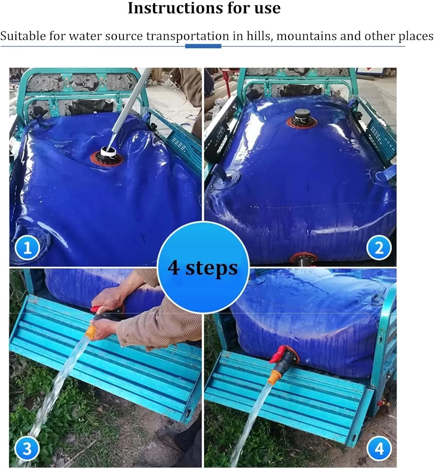 240L-4000L Foldable Outdoor Water Storage Bag with Faucet, Portable PVC Water Tank for Gardening, Camping, Emergency, and Construction Use(1000L: 1.5 * 1.2 * 0.6M)