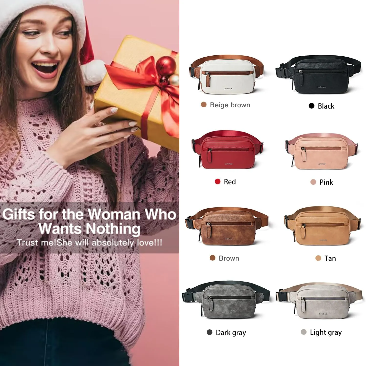 2L Fanny Packs Everywhere Belt Bag Small Fashion Crossbody Waist Pack Faux Leather Waterproof Sling Chest Bag For Women Trendy Brown