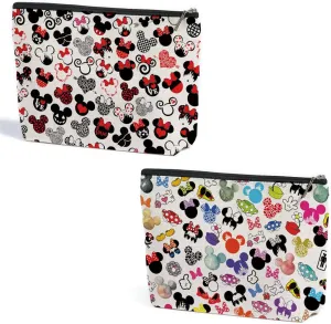 2PCS Cute Cartoon Mouse Print Makeup Bag Magic Cartoon Mouse Cosmetic Bag for Women Animal Lovers Gifts for Women Female Her Daughter Cousin Best Friend Bestie BFF Mothers Day Graduation Birthday
