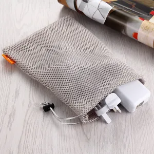 2Pcs Nylon Mesh Bag Women Cosmetic Bag Organizer USB Cable Earphone Charger Bag Portable Travel Camping Dust-proof Storage Bags