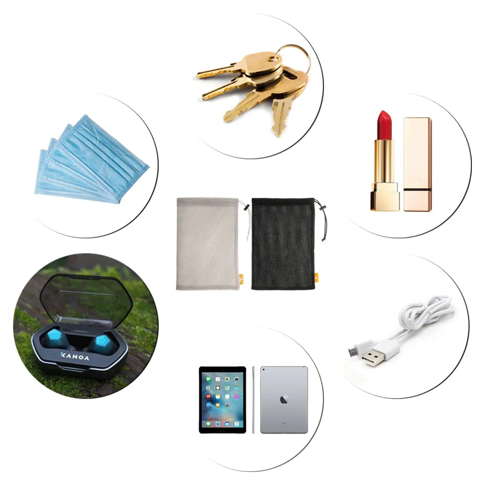 2Pcs Nylon Mesh Bag Women Cosmetic Bag Organizer USB Cable Earphone Charger Bag Portable Travel Camping Dust-proof Storage Bags