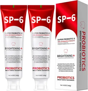 2PCS SP-6 Probiotic Whitening Toothpaste for Teeth Whitening and Gum Health,Fresh Mint Flavor,Daily Use for Oral Care,4.9oz