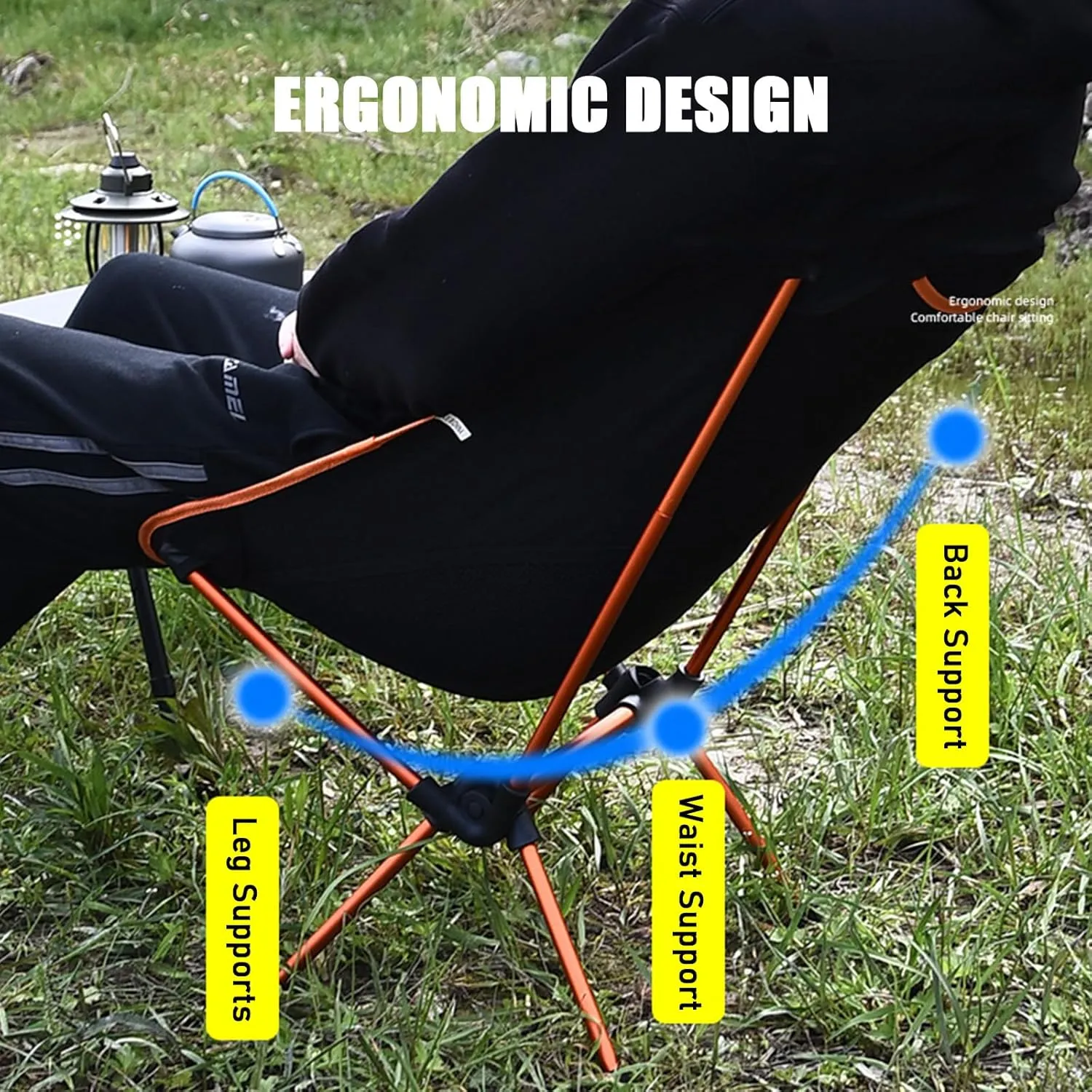 2PCS Ultralight Folding Camping Chairs with Carry Bag, Portable Camping Foldable Chair for Adults, Quick Disassembly and Assembly, Compact & Heavy Duty for Outdoor Backpacking,Red (Dark Blue One Size)