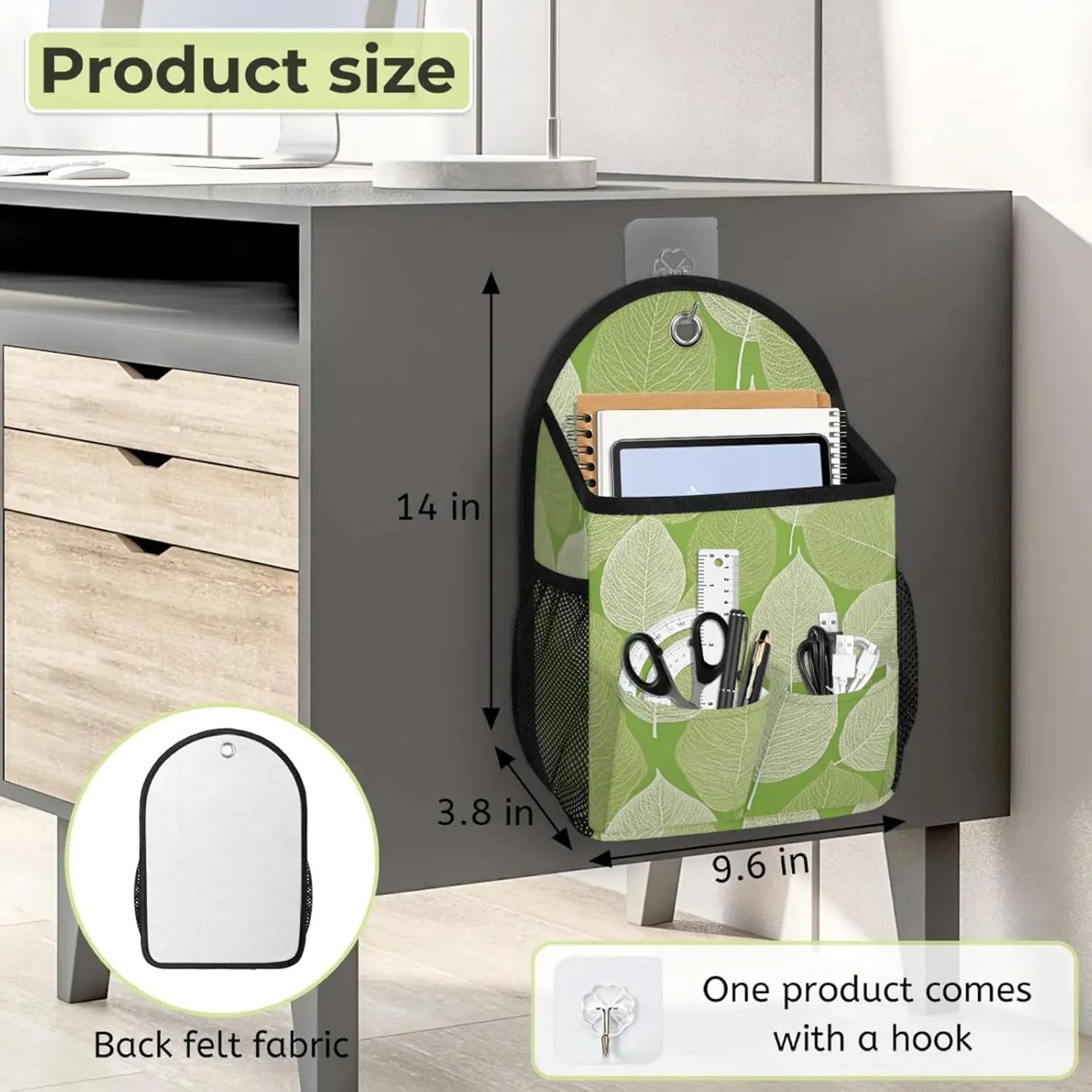 2pcs Wall Hanging Storage Bag Leaves Vein Hanging Baskets for Organizing Wall Organizer with Pockets for Kitchen Bedroom Bathroom Dormitory
