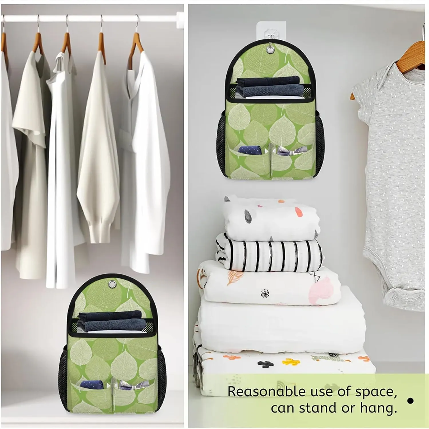 2pcs Wall Hanging Storage Bag Leaves Vein Hanging Baskets for Organizing Wall Organizer with Pockets for Kitchen Bedroom Bathroom Dormitory