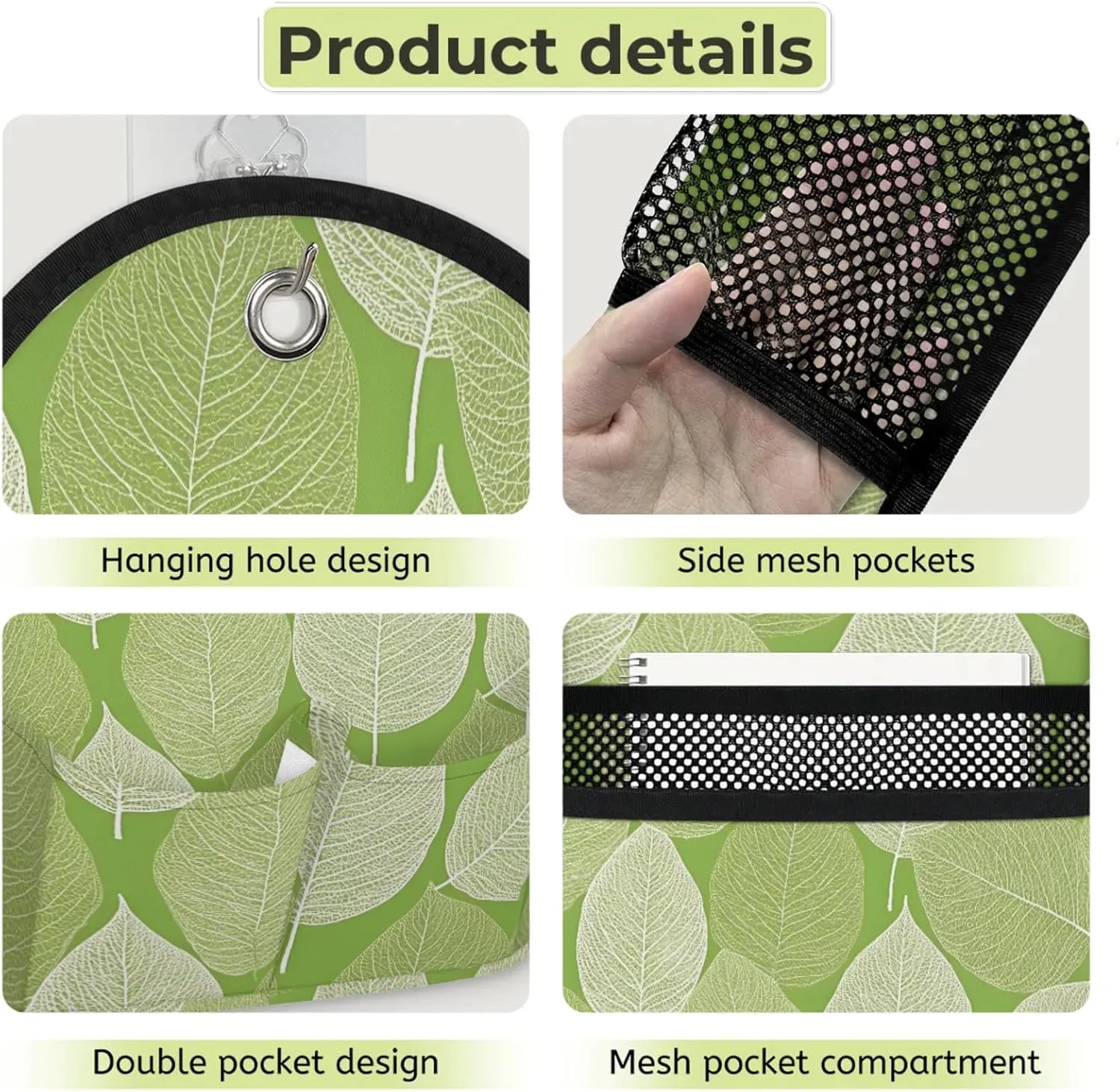 2pcs Wall Hanging Storage Bag Leaves Vein Hanging Baskets for Organizing Wall Organizer with Pockets for Kitchen Bedroom Bathroom Dormitory