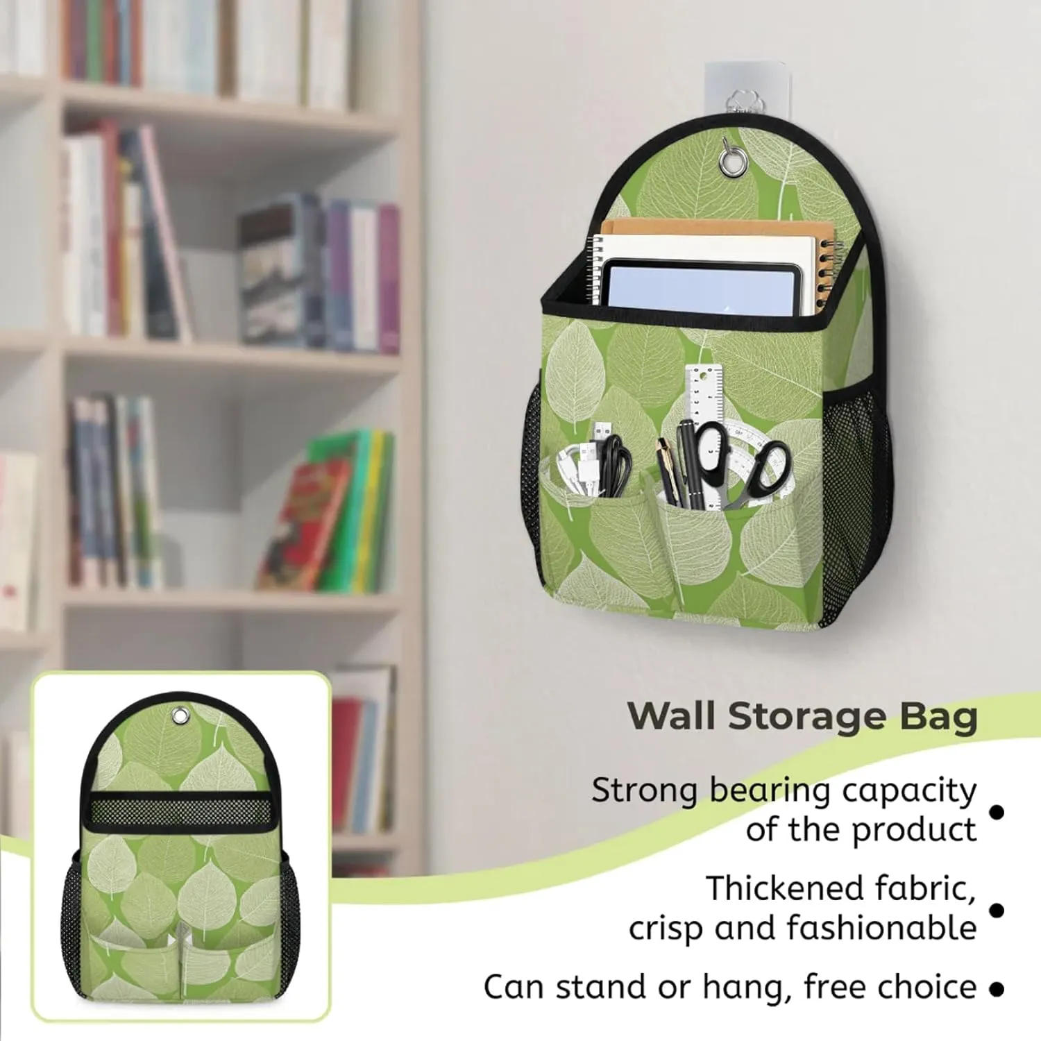 2pcs Wall Hanging Storage Bag Leaves Vein Hanging Baskets for Organizing Wall Organizer with Pockets for Kitchen Bedroom Bathroom Dormitory