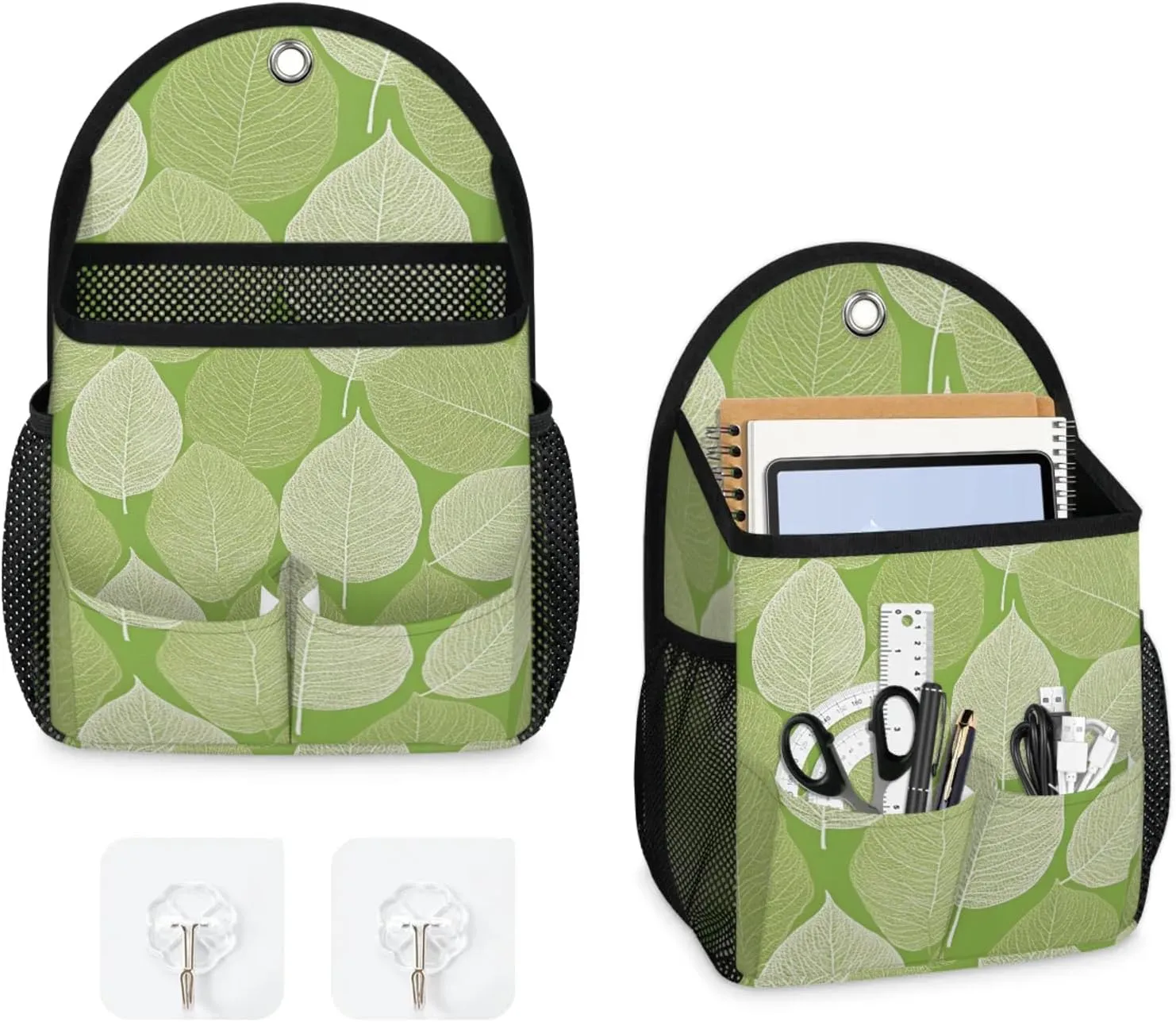 2pcs Wall Hanging Storage Bag Leaves Vein Hanging Baskets for Organizing Wall Organizer with Pockets for Kitchen Bedroom Bathroom Dormitory