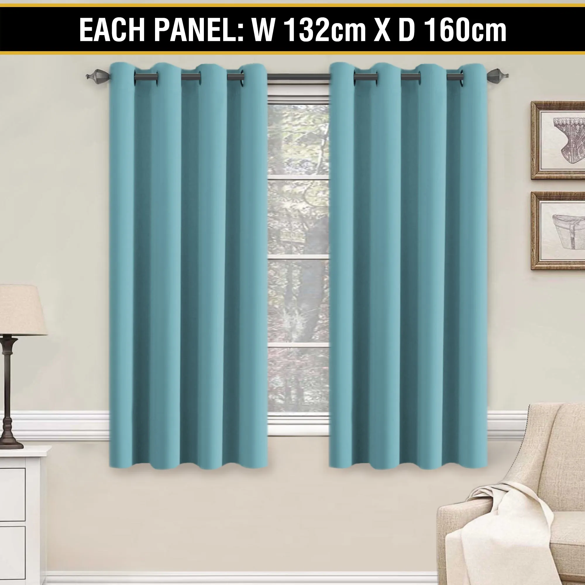 2X Blockout Curtains Blackout Window Curtain Draperies Pair Eyelet for Bedroom