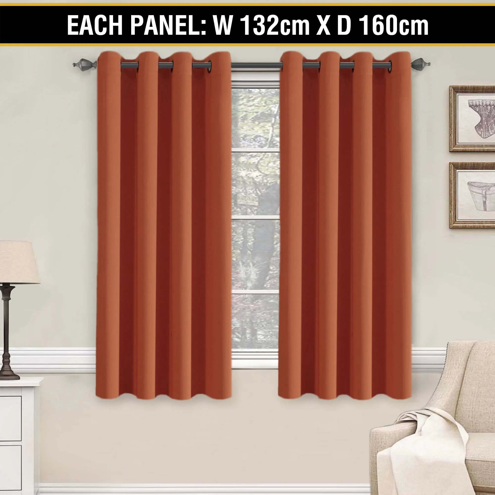 2X Blockout Curtains Blackout Window Curtain Draperies Pair Eyelet for Bedroom