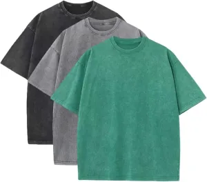 3 Pack Mens Casual T Shirts Short Sleeve Crewneck Loose Fit Summer Stylish Tops Vintage Big Tall Solid Tee Shirts
