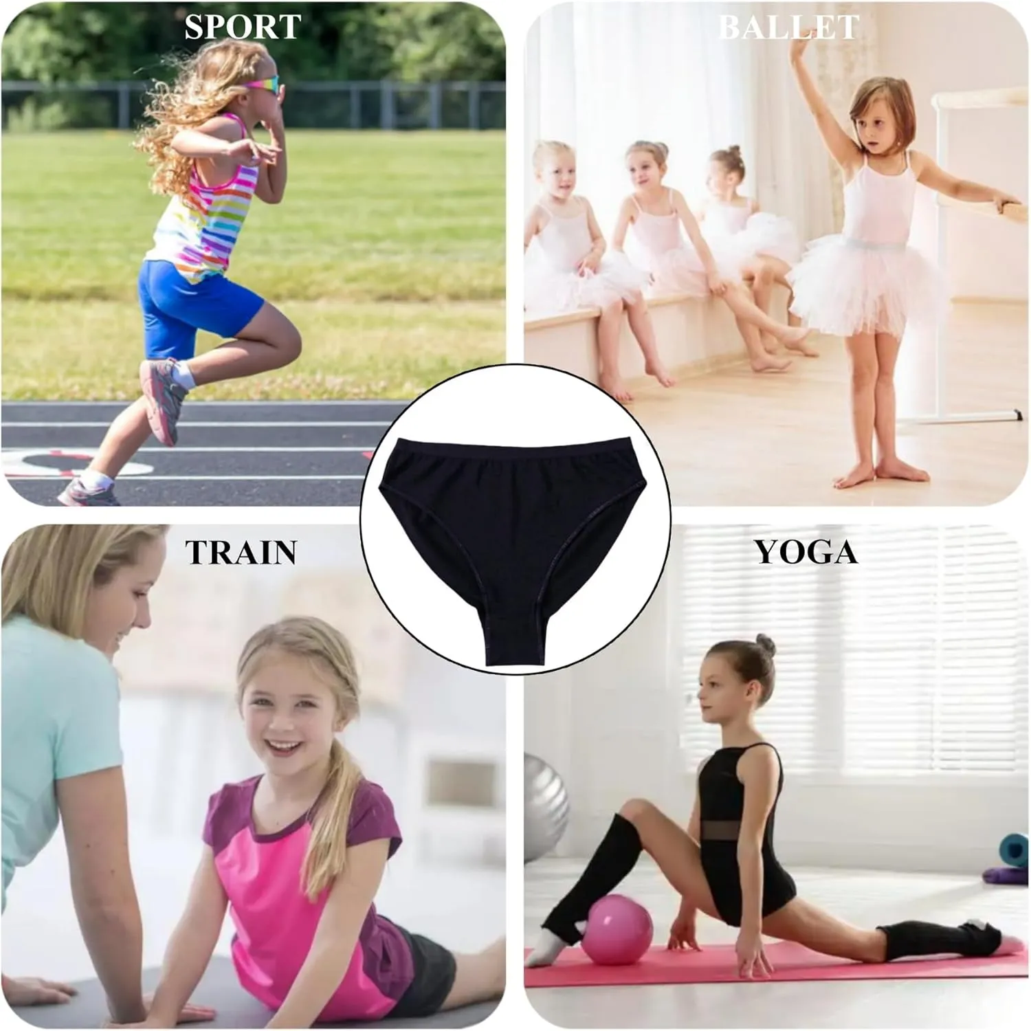 3 Packs Ballet Underwear High Cut Gymnastics Seamless Dance Underpants Briefs for Girls