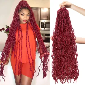 36 Inch 7 Packs Soft Locs BUG Red Color Burgundy Crochet Hair Whole Strand No Extended Long New Faux Locs Pre-looped Super Lightweight Synthetic Hair Braids For Black Women (36inch, 7packs, BUG)