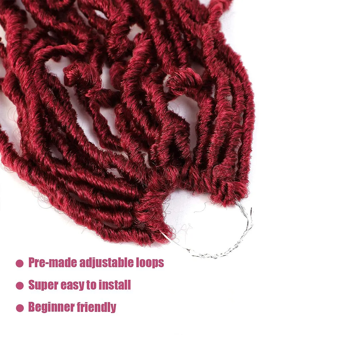 36 Inch 7 Packs Soft Locs BUG Red Color Burgundy Crochet Hair Whole Strand No Extended Long New Faux Locs Pre-looped Super Lightweight Synthetic Hair Braids For Black Women (36inch, 7packs, BUG)
