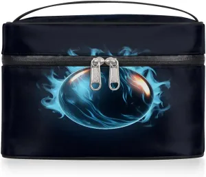 3D Tennis Print Makeup Bag,Illuminated Tennis Ball Portable Cosmetic Bag, Large Capacity Travel Toiletry Bag Wash Bag with Compartments and Handles- Cosmetic Case Organizer for Ladies Traveling