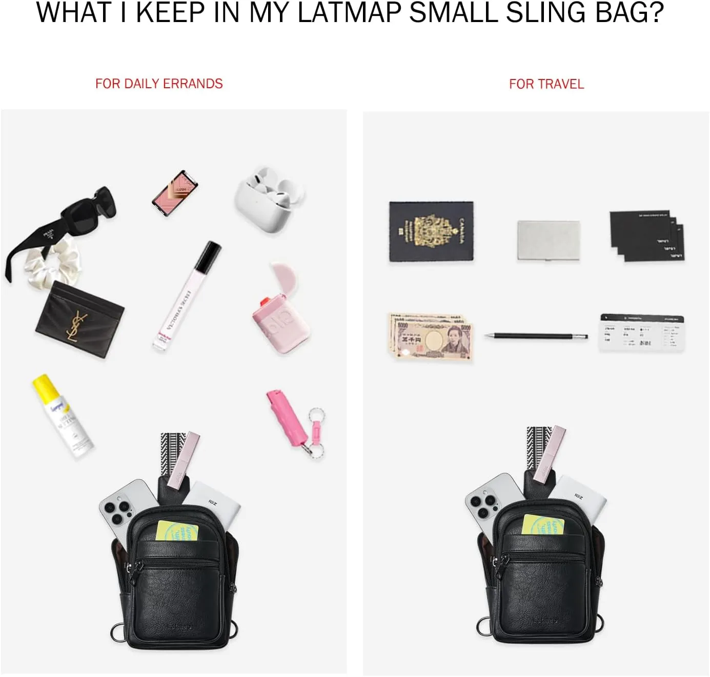 3L SMALL Sling Bag Fanny Packs For Women Men Mini Crossbody Chest Belt Travel Bag Purse Handbag Faux Leather Fashion Cute