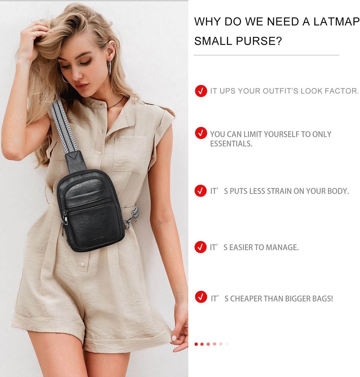3L SMALL Sling Bag Fanny Packs For Women Men Mini Crossbody Chest Belt Travel Bag Purse Handbag Faux Leather Fashion Cute
