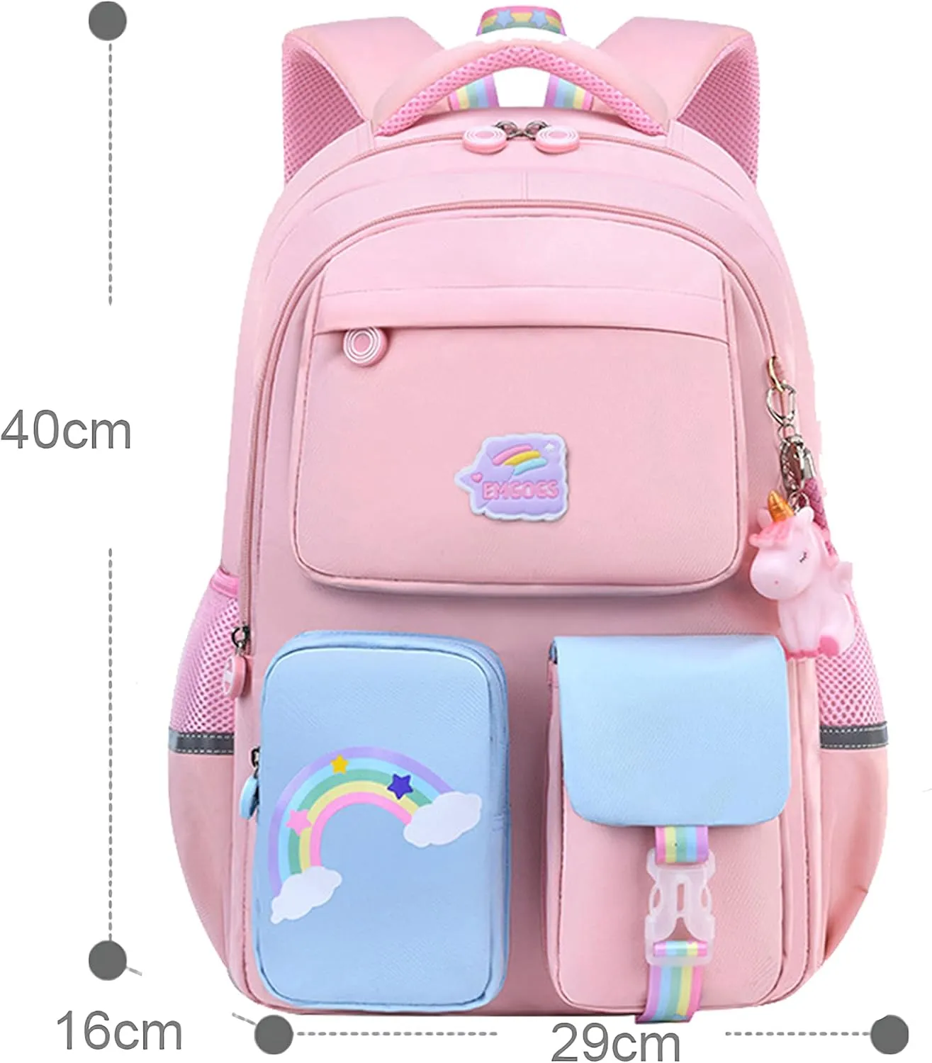 3Pcs Girl Unicorn Backpack Set, Kids School Backpack, Cute School Bookbag For Girl, With Lunchbag And Pencilcase,Pink