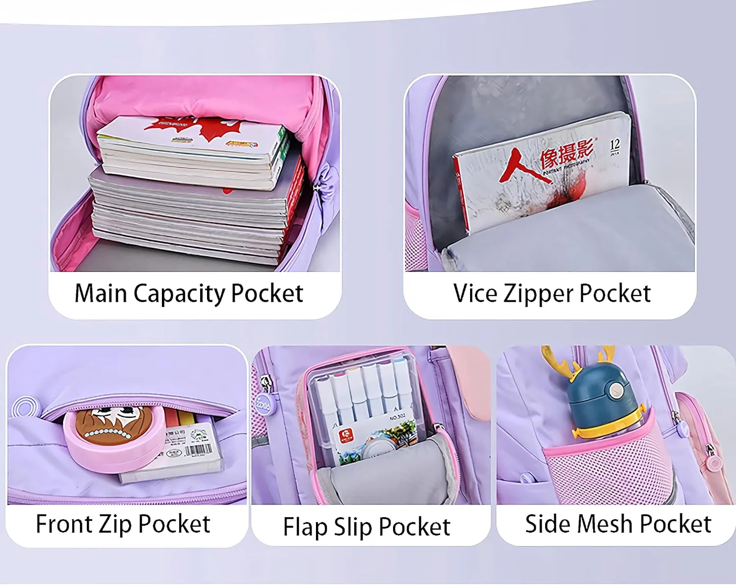 3Pcs Girl Unicorn Backpack Set, Kids School Backpack, Cute School Bookbag For Girl, With Lunchbag And Pencilcase,Pink