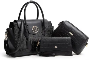 3pcs Handbags for Women Designer Tote Shoulder Bag Wallet Set Top Handle Satchel Purse