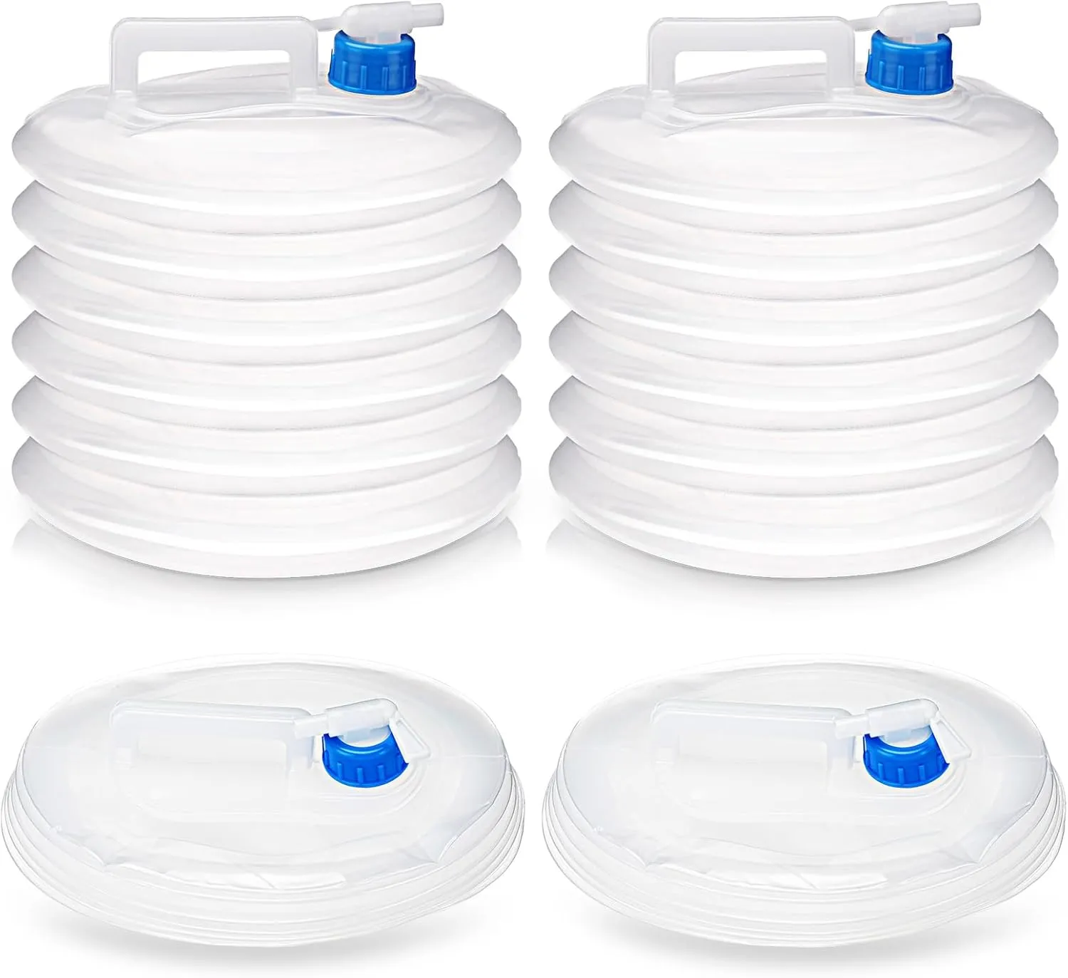 4 Pack 2.6 Gallon Collapsible Water Container Water Jug with Spigot Camping Water Storage Containers Carrier Jug for Outdoor Hiking Camping Emergency