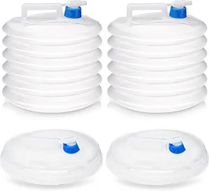 4 Pack 2.6 Gallon Collapsible Water Container Water Jug with Spigot Camping Water Storage Containers Carrier Jug for Outdoor Hiking Camping Emergency