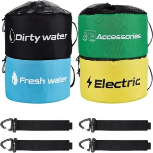 4-Pack RV Hose Storage Bag, RV Accessory Storage Bag with 4 straps, RV Waterproof Hose Bag, RV Sundries Bag, Outdoor Travel, Camping Storage Bag for storing hoses, hoses, cords, camping tools